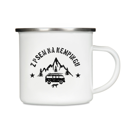Kubek emaliowany - Z psem na kempingu