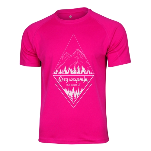 Koszulka turystyczna unisex - Góry wzywają więc muszę iść - NEONOWY RÓŻ