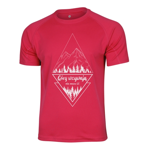 Koszulka turystyczna unisex - Góry wzywają więc muszę iść - CZERWONA