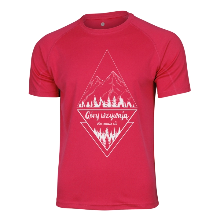 Koszulka turystyczna unisex - Góry wzywają więc muszę iść - CZERWONA