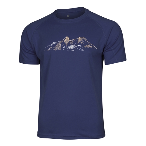 Koszulka outdoorowa męska unisex - Góry Minimal - GRANATOWA