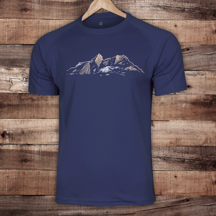 Koszulka outdoorowa męska unisex - Góry Minimal - GRANATOWA