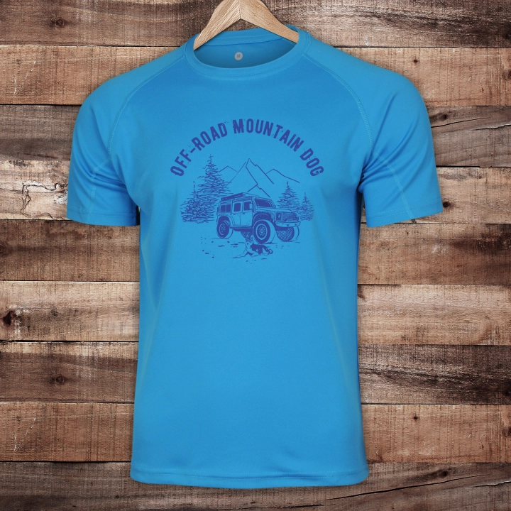 T-Shirt trekkingowy unisex - Off Road Mountain Dog - BŁĘKITNY