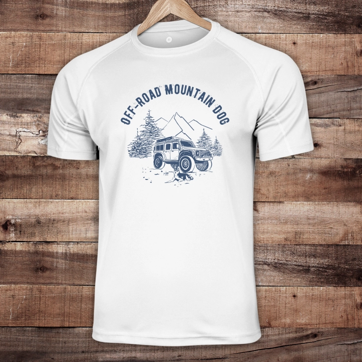 T-Shirt trekkingowy unisex - Off Road Mountain Dog - BIAŁY