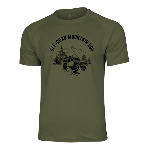 T-Shirt trekkingowy unisex - Off Road Mountain Dog - ZIELONY WOJSKOWY