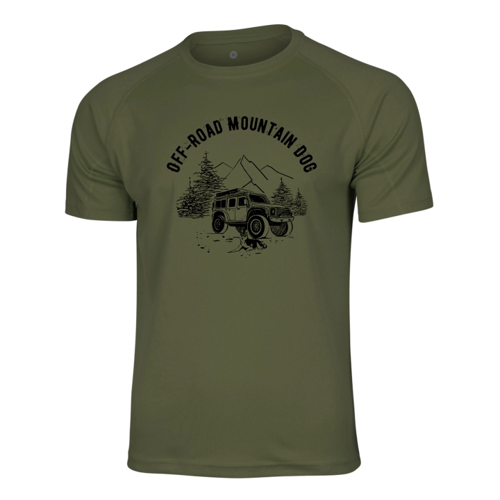 T-Shirt trekkingowy unisex - Off Road Mountain Dog - ZIELONY WOJSKOWY