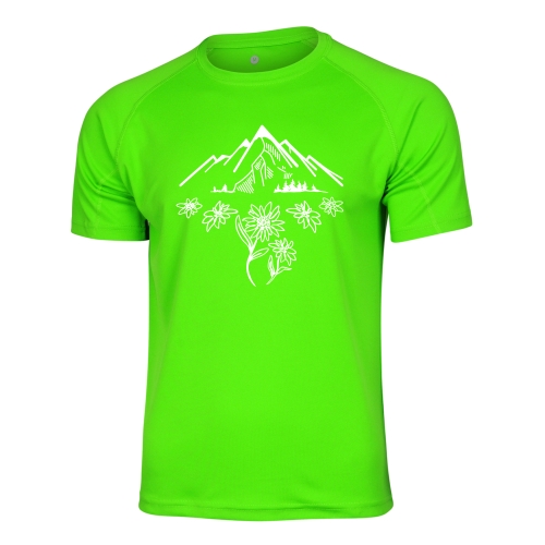Koszulka trekkingowa damska unisex - Alpine Flowers - LIME GREEN
