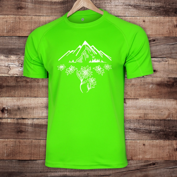 Koszulka trekkingowa damska unisex - Alpine Flowers - LIME GREEN