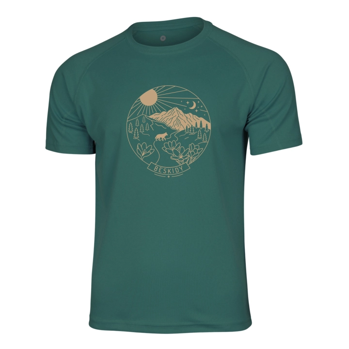Szybkoschnąca koszulka turystyczna - Beskidy - CIEMNOZIELONA