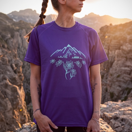 Koszulka trekkingowa damska unisex - Alpine Flowers - VIOLET