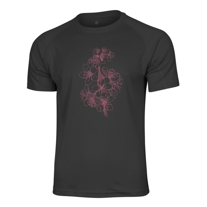 Koszulka sportowa szybkoschnąca - Blossom Hikes - CZARNA