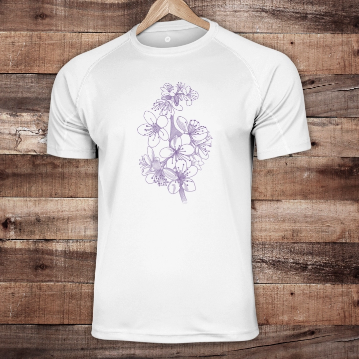 Koszulka sportowa szybkoschnąca - Blossom Hikes - BIAŁA