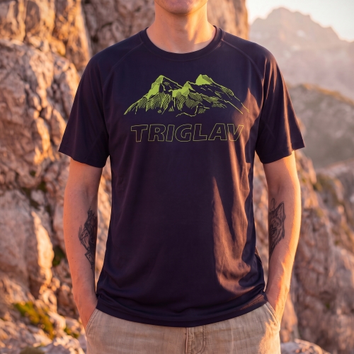 Koszulka trekkingowa męska regular fit - Triglav - GRANATOWA