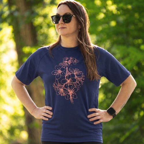 Koszulka sportowa szybkoschnąca - Blossom Hikes - GRANATOWA