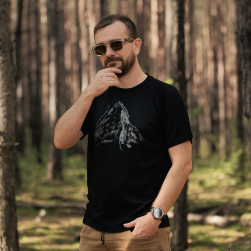 T-shirt funkcyjny regular fit - Matterhorn - CZARNY