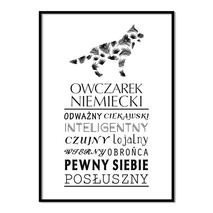 Plakat typograficzny - Owczarek Niemiecki