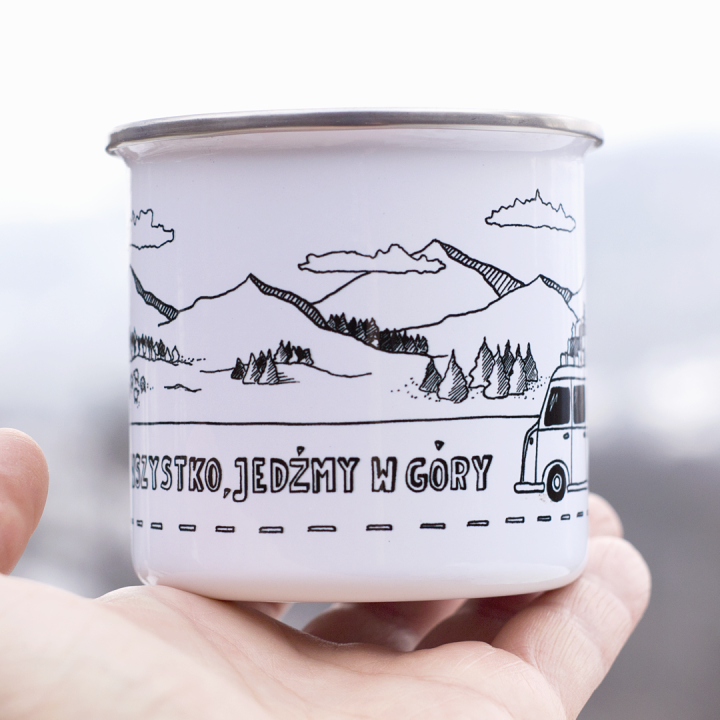 Kubek emaliowany - Rzućmy wszystko, jedźmy w góry