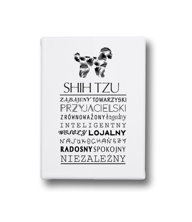 Typograficzny obraz na płótnie z cechami Shih Tzu