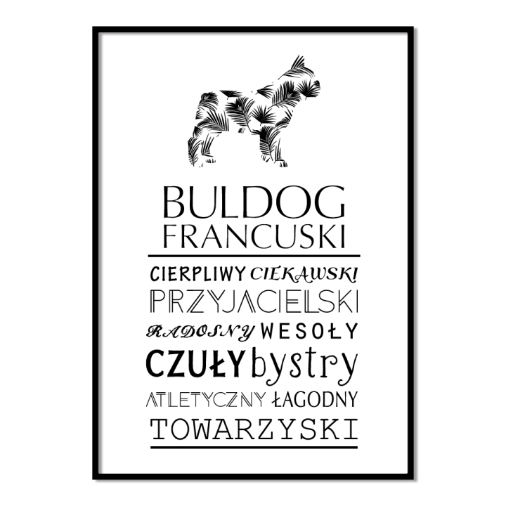 Plakat typograficzny - Buldog Francuski