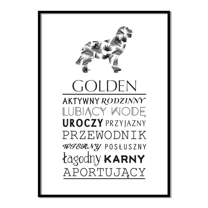 Plakat typograficzny - Golden Retriever