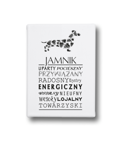 Typograficzny obraz na płótnie - Jamnik