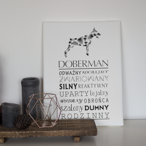 Typograficzny obraz na płótnie - Doberman