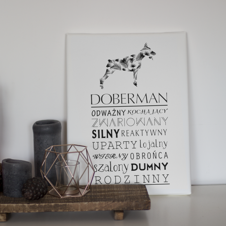 Typograficzny obraz na płótnie - Doberman